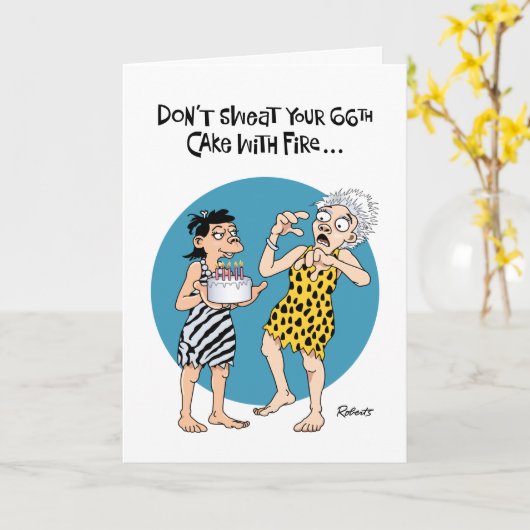 Funny 66th Birthday Kaart (Gele Bloem)
