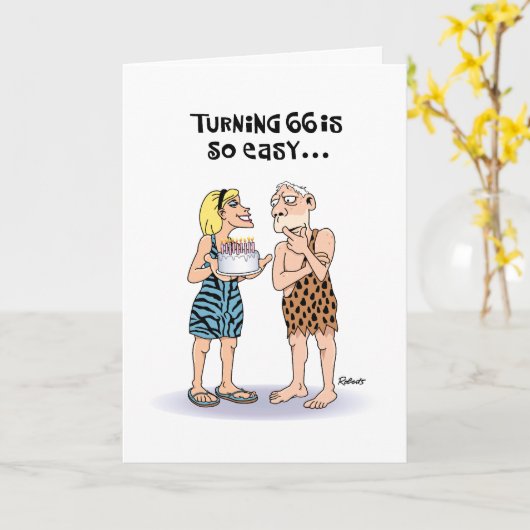 Funny 66th Birthday Kaart (Gele Bloem)