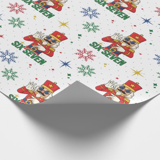 Funny 67 6 7 Meme Xmas Nutcracker Christmas Humor Cadeaupapier (Hoek)