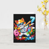 Funny 67 Baseball Dabbing Cat 6 7 Dripng Ice Cream Kaart (Gele Bloem)