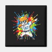 Funny 67 Baseball Dabbing Cat 6 7 Dripng Ice Cream Magneet (Voorkant)