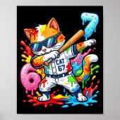 Funny 67 Baseball Dabbing Cat 6 7 Dripng Ice Cream Poster (Voorkant)