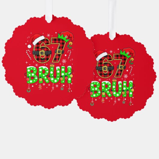 Funny “67 BRUH” Christmas Ornament (Voorkant / Achterkant)