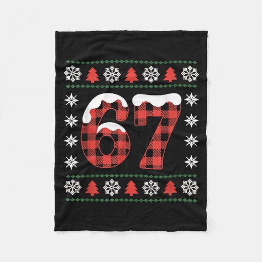 Funny 67 Buffalo Plaid Christmas Snow Ugly Sweater Fleece Deken (Voorkant)