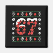 Funny 67 Buffalo Plaid Christmas Snow Ugly Sweater Magneet (Voorkant)