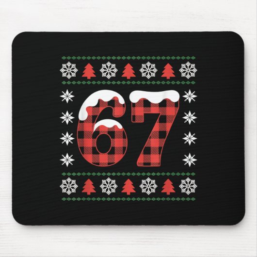 Funny 67 Buffalo Plaid Christmas Snow Ugly Sweater Muismat (Voorkant)