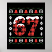 Funny 67 Buffalo Plaid Christmas Snow Ugly Sweater Poster (Voorkant)