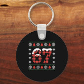 Funny 67 Buffalo Plaid Christmas Snow Ugly Sweater Sleutelhanger (Voorkant)