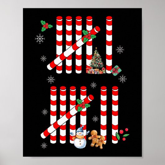 Funny 67 Candy Cane Tally Marks Christmas Six Seve Poster (Voorkant)