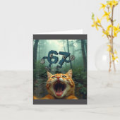 Funny 67 Cat Selfie 6 7 Brainrot Teen Boys Meme Ha Kaart (Gele Bloem)