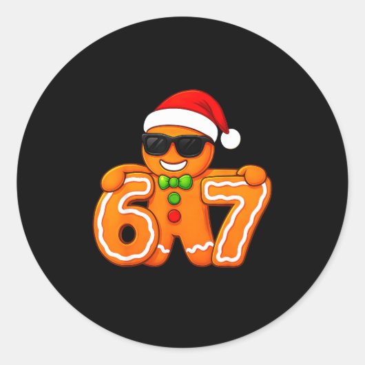 Funny 67 Christmas 6 7 Gingerbread Six Seven For K Ronde Sticker (Voorkant)
