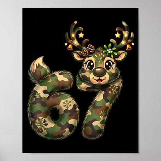 Funny 67 Christmas Holiday Camo Hunting Reindeer D Poster (Voorkant)