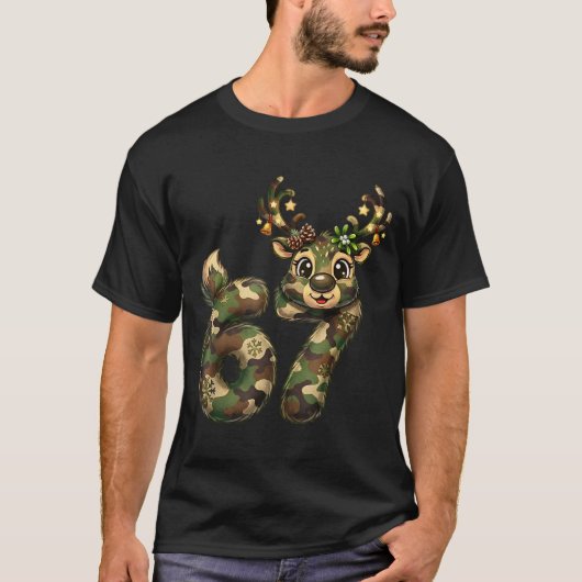 Funny 67 Christmas Holiday Camo Hunting Reindeer D T-shirt (Voorkant)