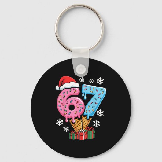 Funny 67 Christmas Meme Ice Cream 67  Sleutelhanger (Voorkant)