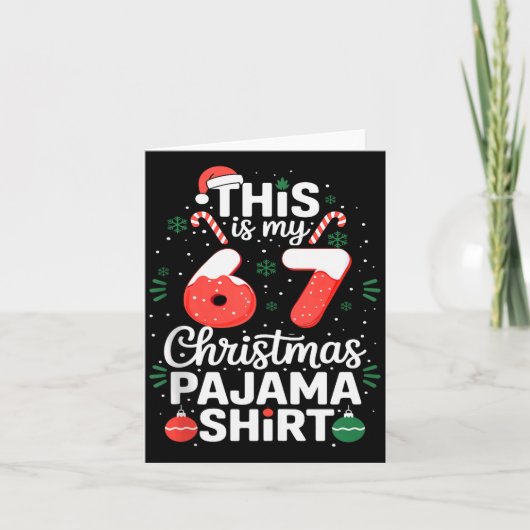 Funny 67 Christmas Pajamas Shirt Six Seven Meme Br Kaart (Voorkant)