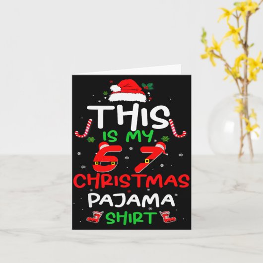 Funny 67 Christmas Pajamas Shirt Six Seven Meme Br Kaart (Gele Bloem)