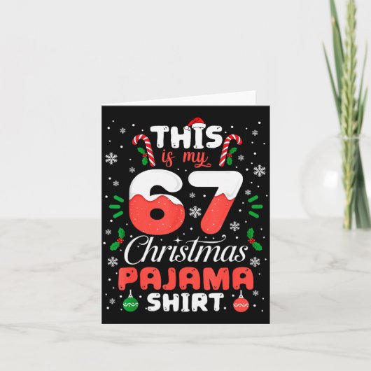 Funny 67 Christmas Pajamas Shirt Six Seven Meme Br Kaart (Voorkant)