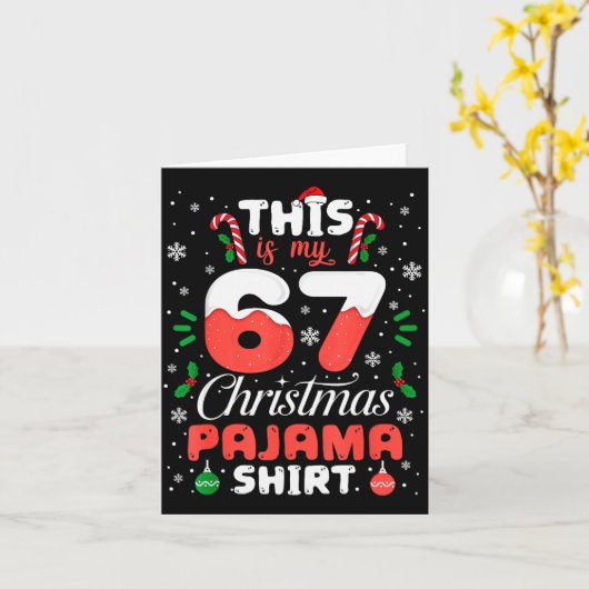 Funny 67 Christmas Pajamas Shirt Six Seven Meme Br Kaart (Gele Bloem)