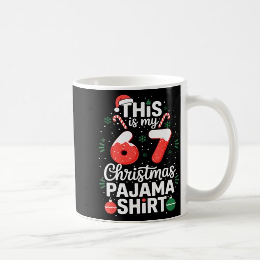 Funny 67 Christmas Pajamas Shirt Six Seven Meme Br Koffiemok (Rechts)