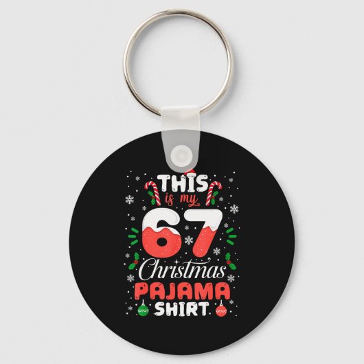 Funny 67 Christmas Pajamas Shirt Six Seven Meme Br Sleutelhanger (Voorkant)