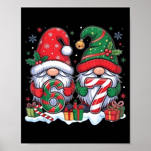Funny 67 Christmas Pajamas Six Seven Meme 67 Gnome Poster (Voorkant)
