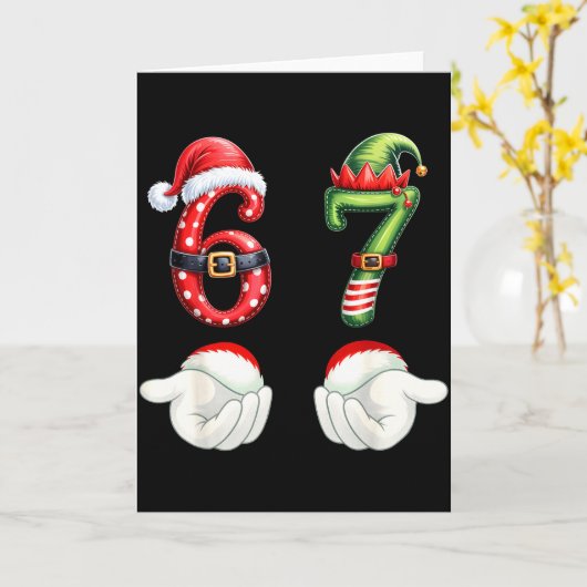Funny 67 Christmas Pajamas Six Seven Meme 6 7 Elf  Kaart (Gele Bloem)