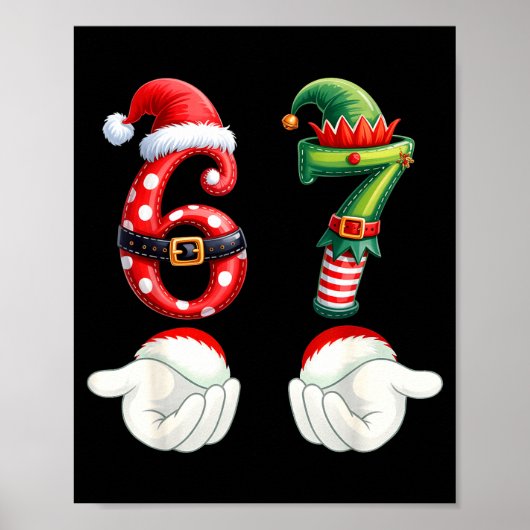 Funny 67 Christmas Pajamas Six Seven Meme 6 7 Elf Poster (Voorkant)