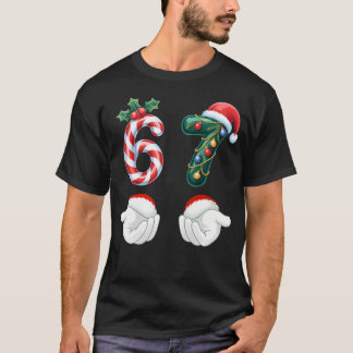 Funny 67 Christmas 	s Six Seven Meme 6 7 Elf Santa T-shirt