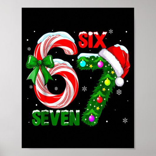 Funny 67 Christmas Shirts Boys Kids 6 7 Meme Pajam Poster (Voorkant)