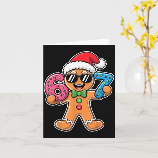 Funny 67 Christmas Six Seven Meme Xmas Gingerbread Kaart (Gele Bloem)