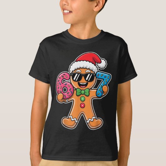 Funny 67 Christmas Six Seven Meme Xmas Gingerbread T-shirt (Voorkant)