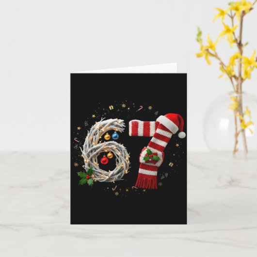 Funny 67 Christmas Xmas Six Seven F 6 7 Santa Hat  Kaart (Gele Bloem)