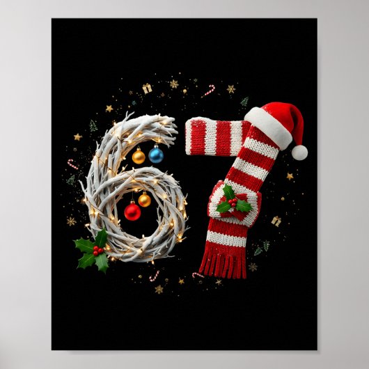 Funny 67 Christmas Xmas Six Seven F 6 7 Santa Hat  Poster (Voorkant)