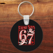 Funny 67 Cud Says 67 Valentine Couple Matching Six Sleutelhanger (Voorkant)