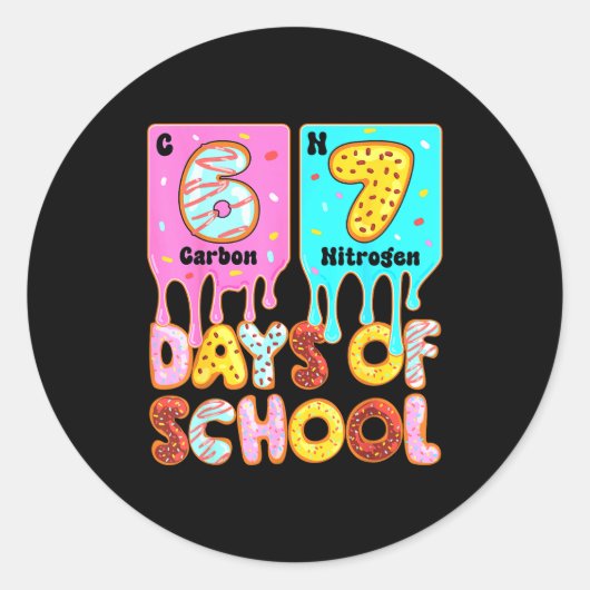 Funny 67 Days Of School Meme Periodic Table Drip G Ronde Sticker (Voorkant)