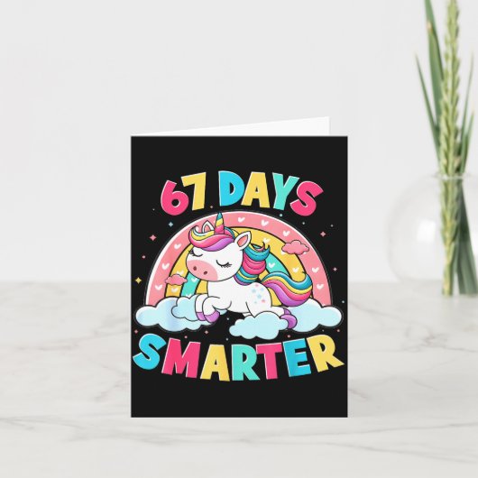 Funny 67 Days Smarter Unicorn Six Seven Boy Girl T Kaart (Voorkant)