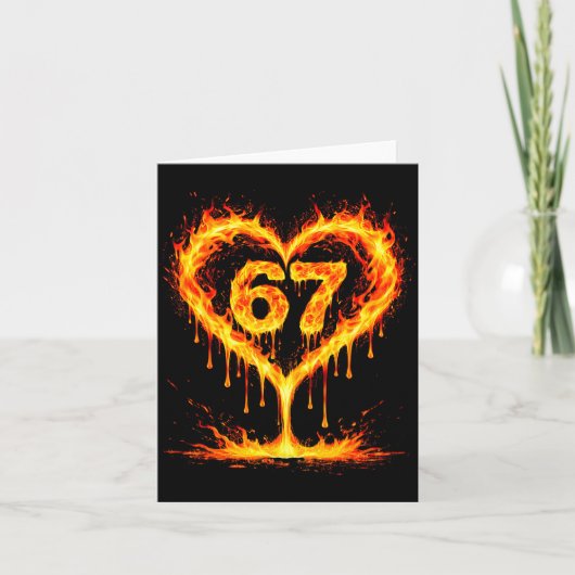 Funny 67 Flames Heart Love Six Seven Meme Celebrat Kaart (Voorkant)