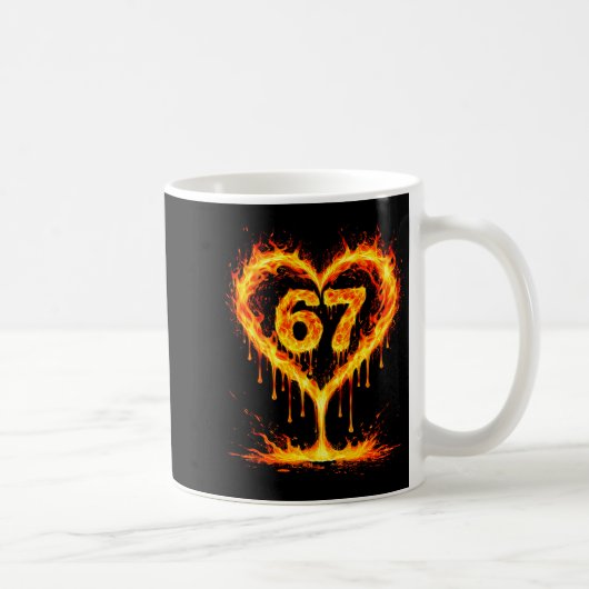 Funny 67 Flames Heart Love Six Seven Meme Celebrat Koffiemok (Rechts)