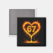 Funny 67 Flames Heart Love Six Seven Meme Celebrat Magneet (Voorkant / Achterkant)