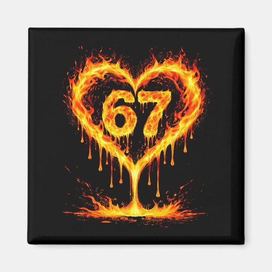 Funny 67 Flames Heart Love Six Seven Meme Celebrat Magneet (Voorkant)