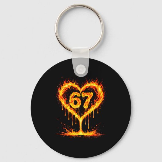 Funny 67 Flames Heart Love Six Seven Meme Celebrat Sleutelhanger (Voorkant)