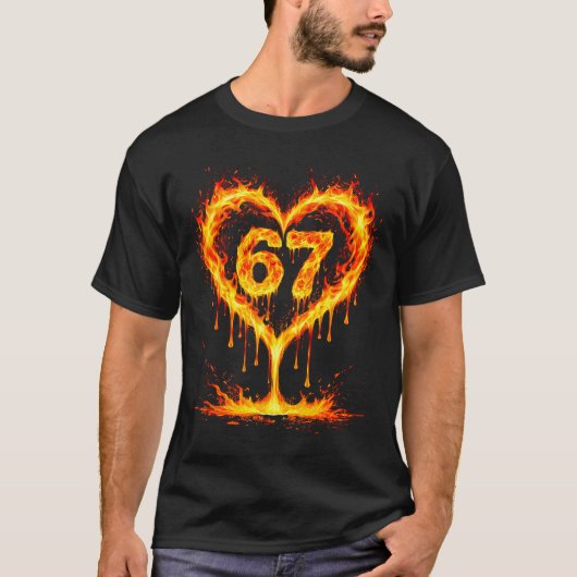 Funny 67 Flames Heart Love Six Seven Meme Celebrat T-shirt (Voorkant)