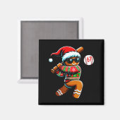 Funny 67 Gingerbread Man Playing Baseball Christma Magneet (Voorkant / Achterkant)