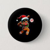 Funny 67 Gingerbread Man Playing Baseball Christma Ronde Button 5,7 Cm (Voorkant)
