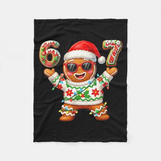 Funny 67 Gingerbread Six Seven Ice Cream Drip Chri Fleece Deken (Voorkant)