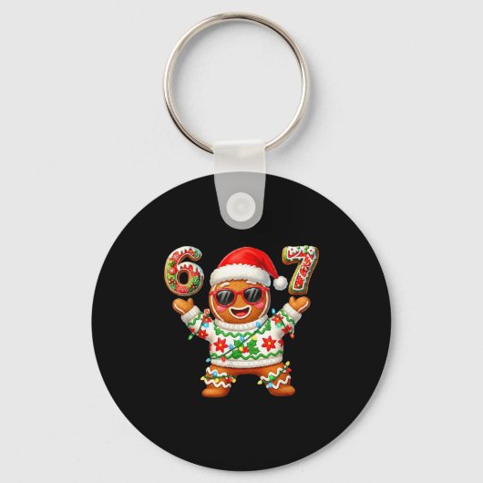 Funny 67 Gingerbread Six Seven Ice Cream Drip Chri Sleutelhanger (Voorkant)