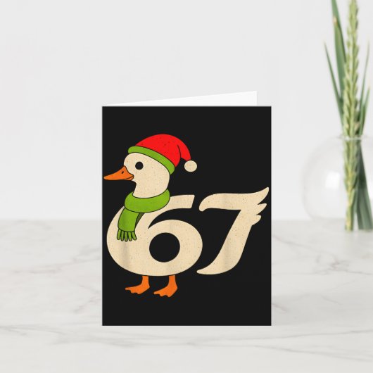 Funny 67 Goose Christmas 6 7 Meme Duck Santa Hat F Kaart (Voorkant)