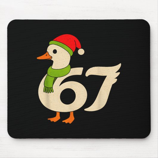 Funny 67 Goose Christmas 6 7 Meme Duck Santa Hat F Muismat (Voorkant)