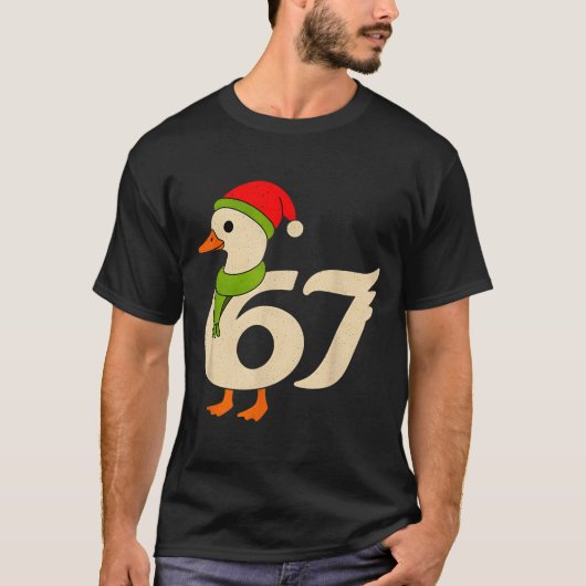 Funny 67 Goose Christmas 6 7 Meme Duck Santa Hat F T-shirt (Voorkant)