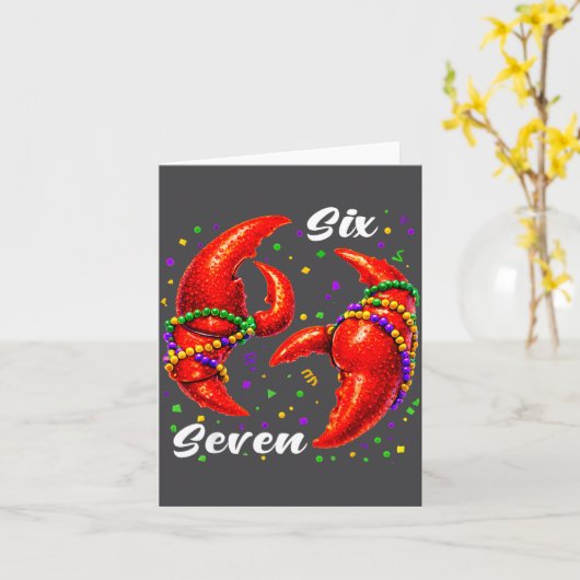 Funny 67 Mardi Gras Crawfish Meme 6 7 Beads Six Se Kaart (Gele Bloem)